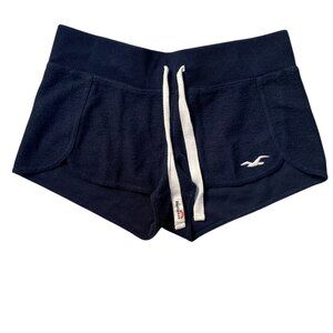 Hollister Y2K Micro Terry Knit Shorts Wm Sz S Navy Low Rise Loungewear Mini